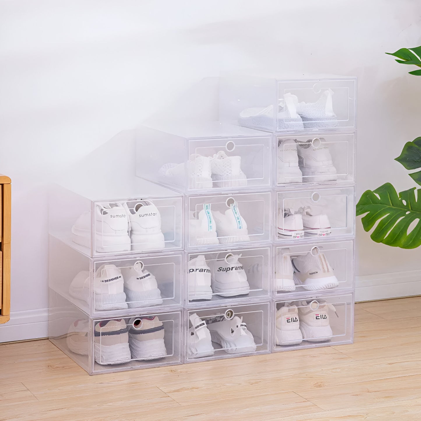 6 Pack Transparent Plastic Shoe Boxes