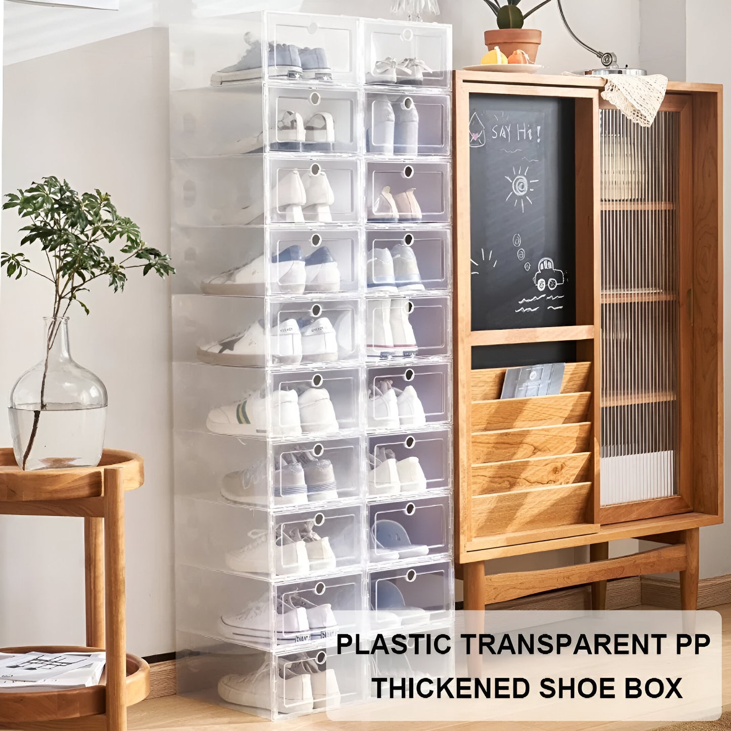 6 Pack Transparent Plastic Shoe Boxes